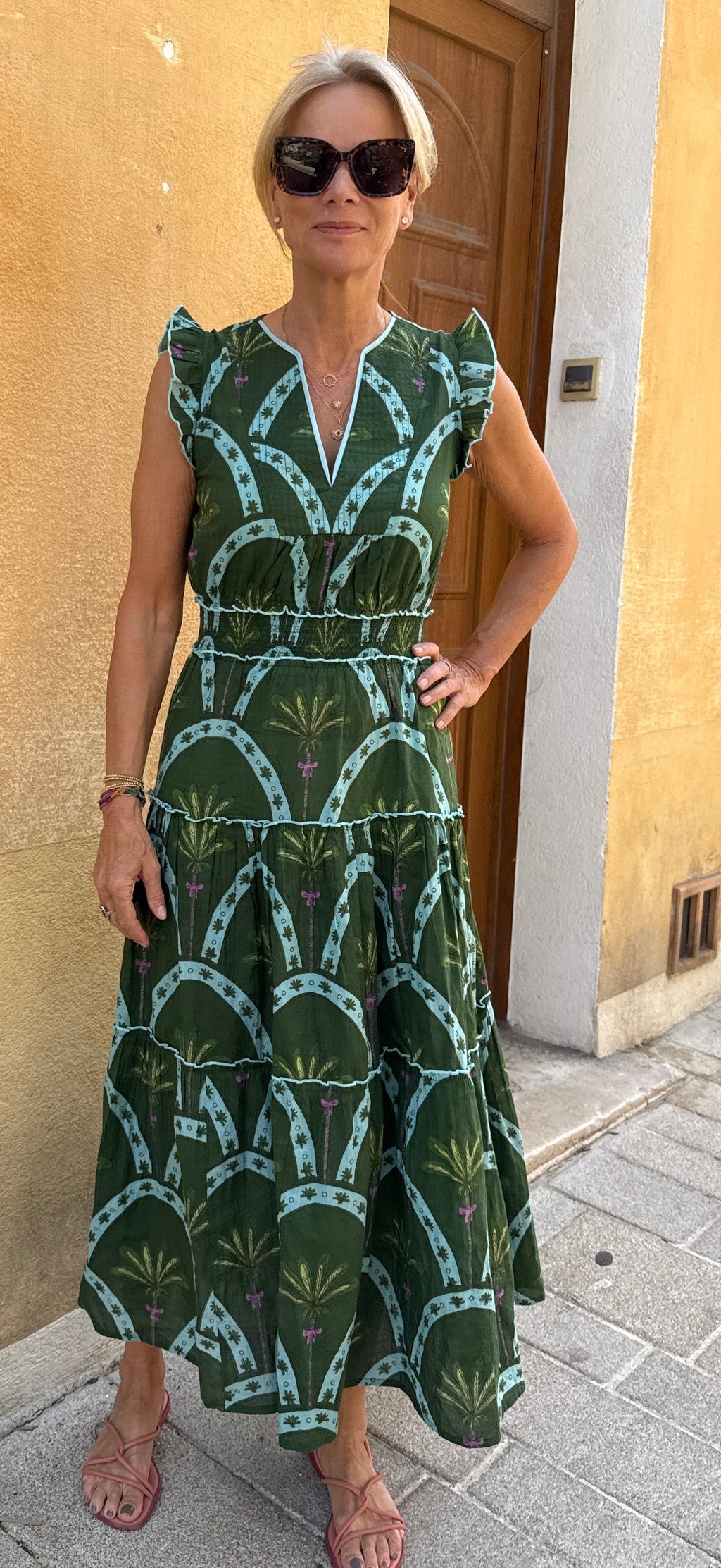 Nanda Dress - Green Palm