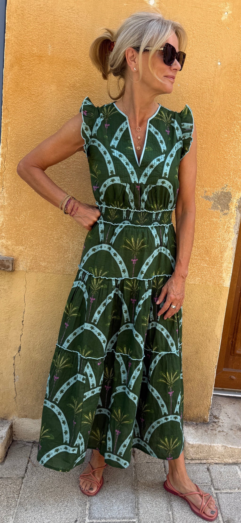 Nanda Dress - Green Palm