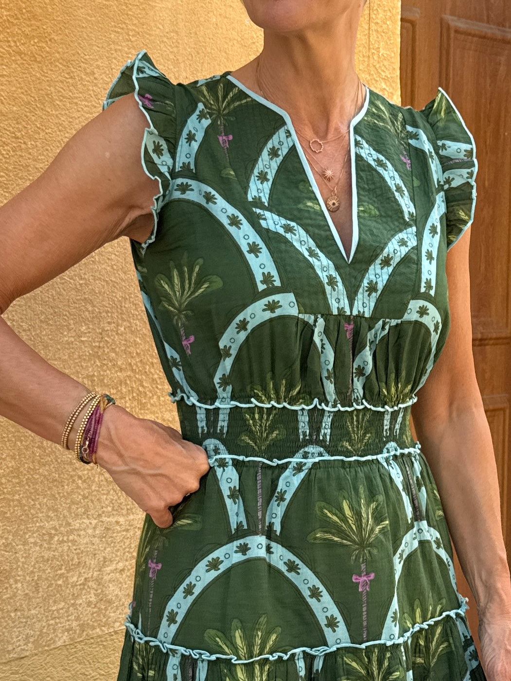 Nanda Dress - Green Palm