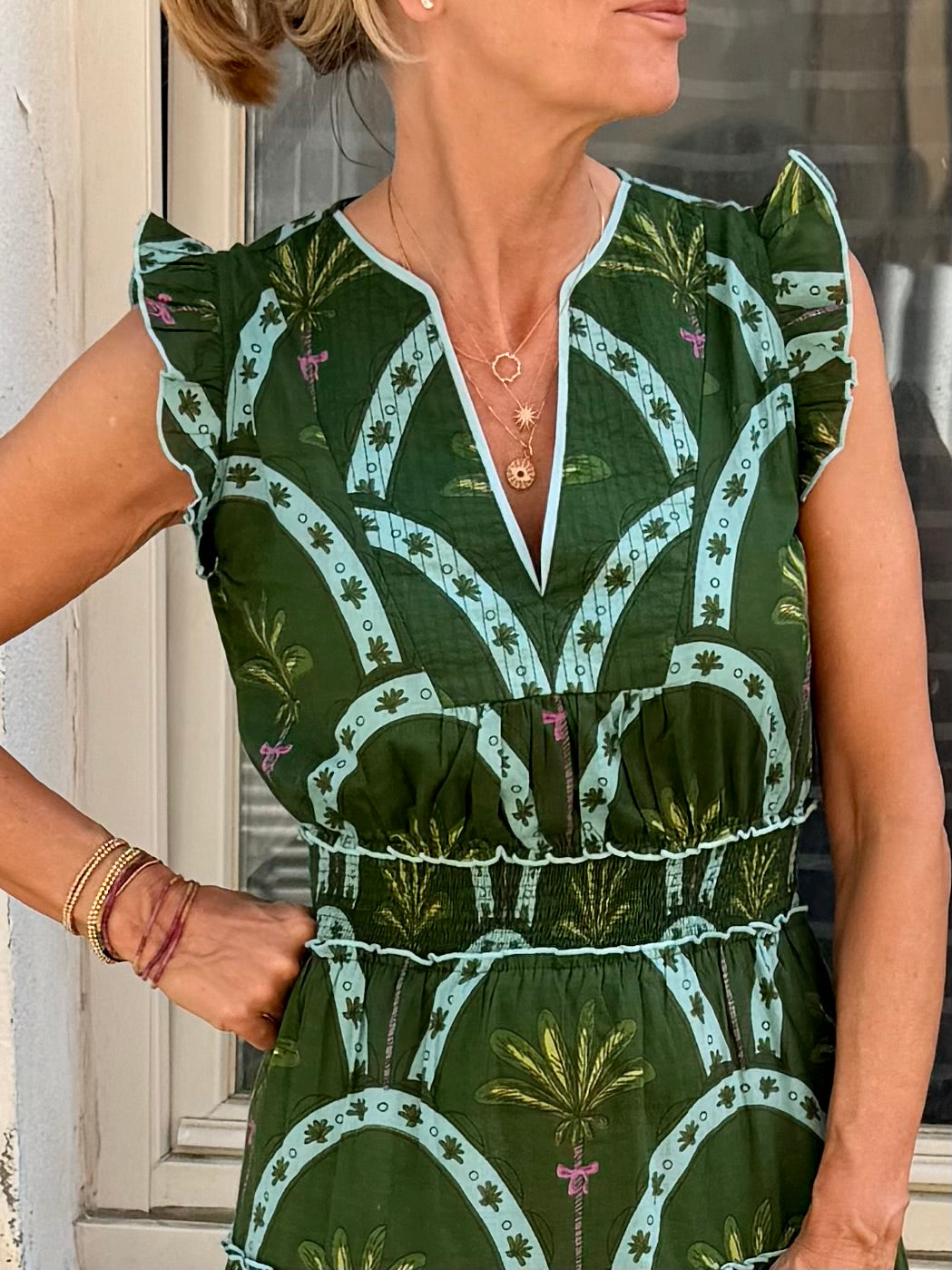 Nanda Dress - Green Palm