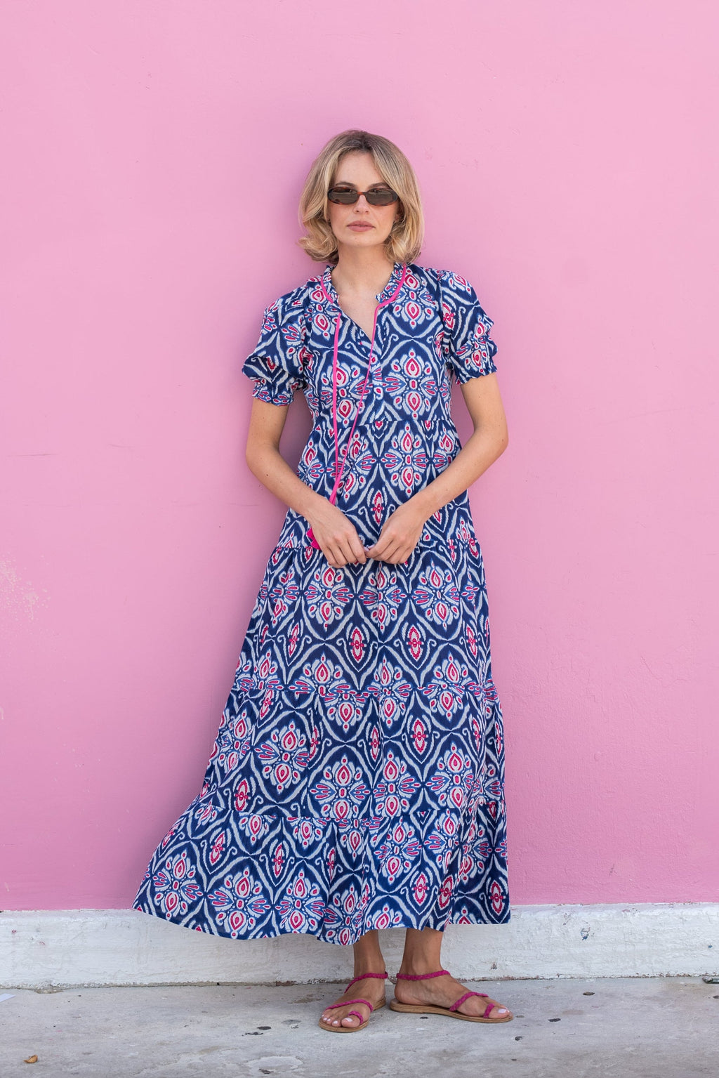 Tasha Dress - Blue Ikat