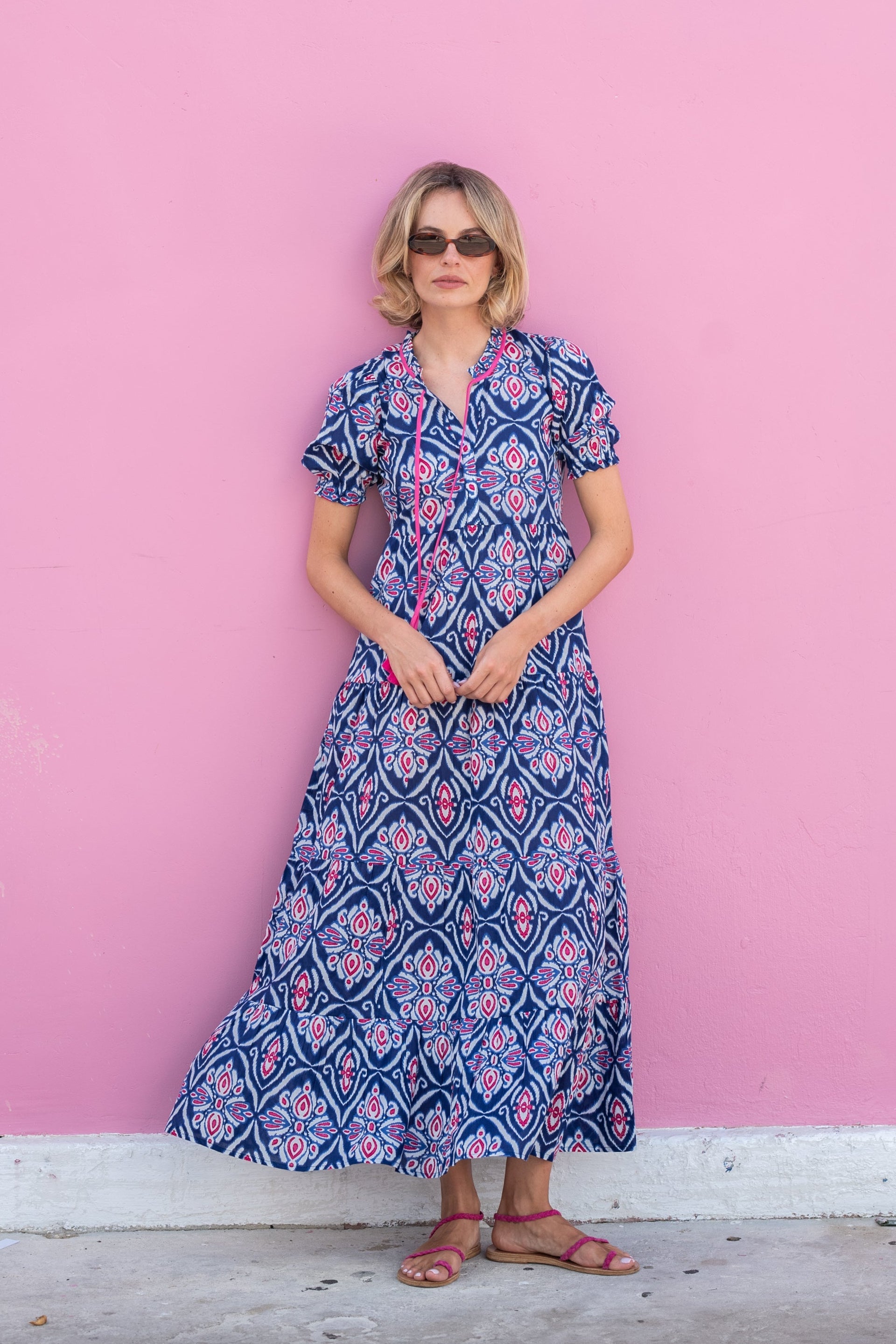 Tasha Dress - Blue Ikat
