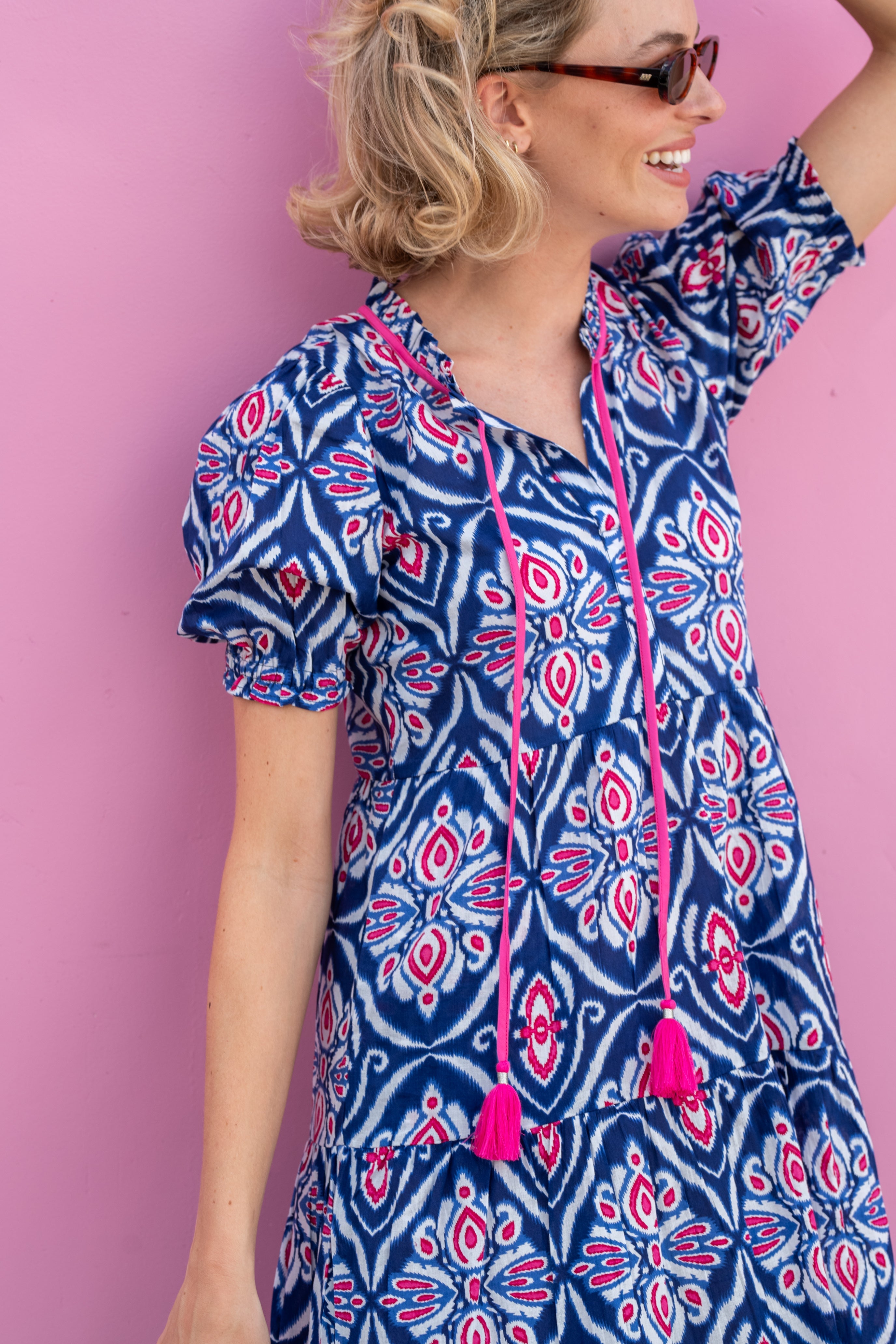 Tasha Dress - Blue Ikat