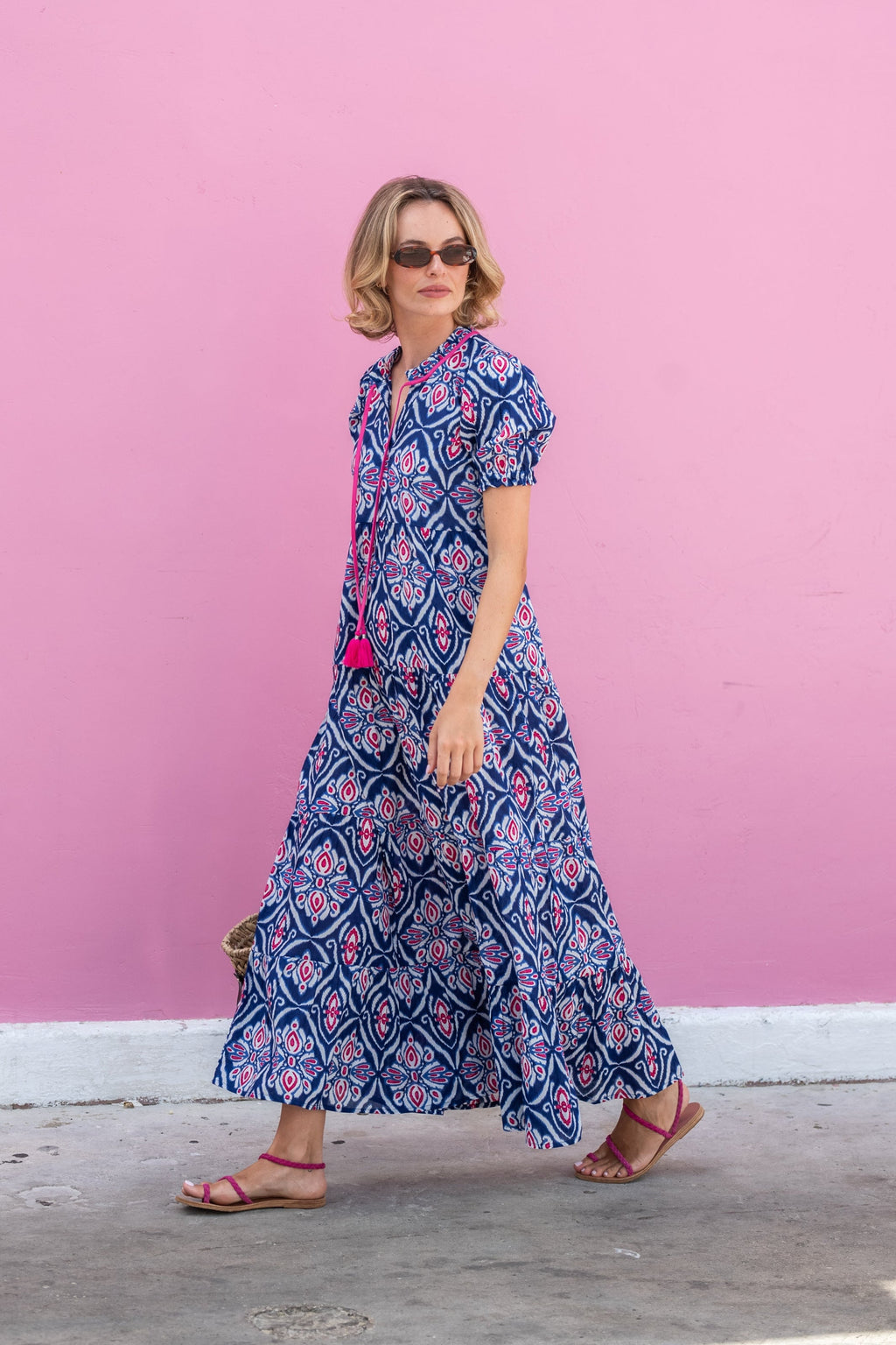 Tasha Dress - Blue Ikat