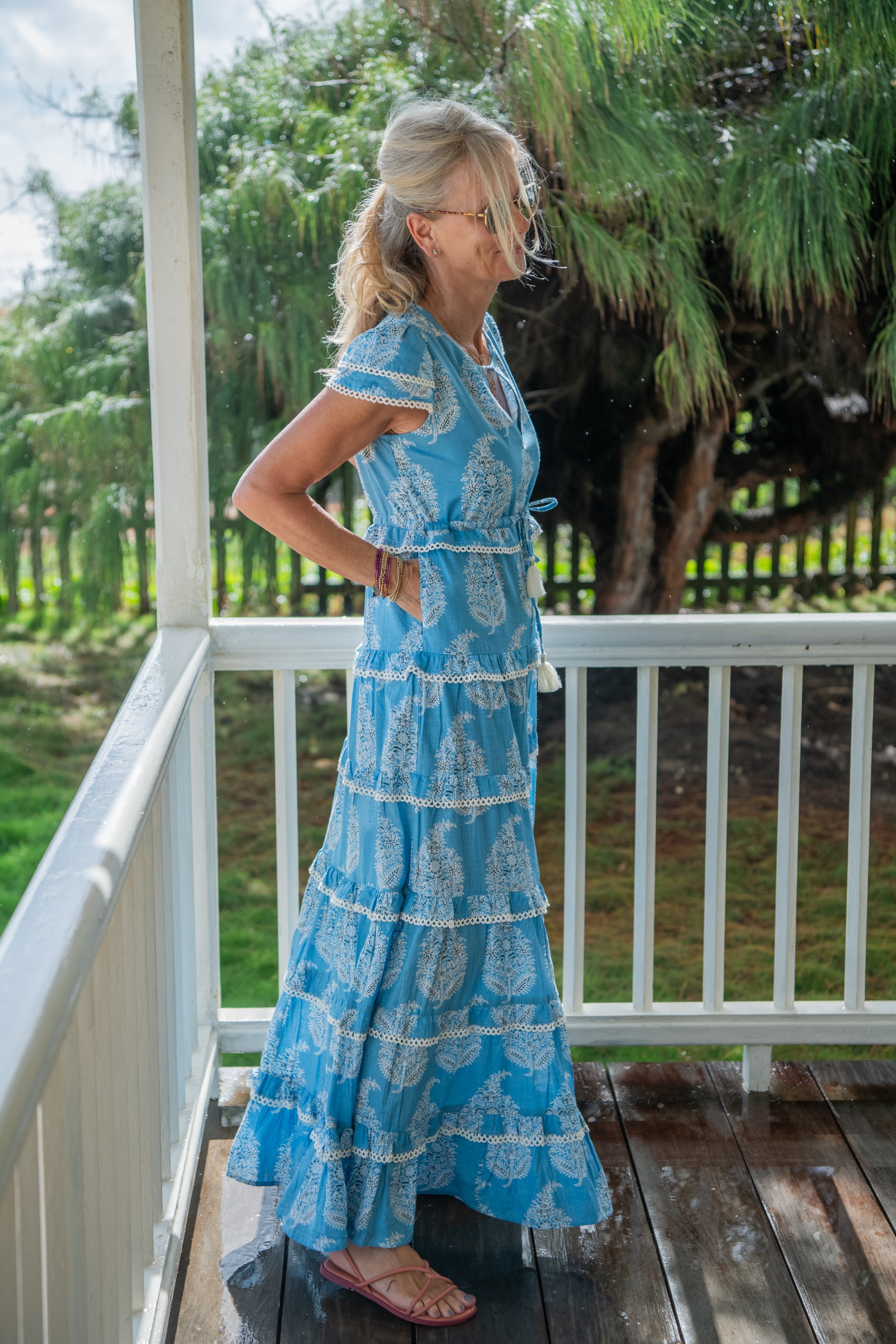 Sabrina Dress - Big Blue Paisley