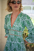 Eliza Dress - Green Paisley