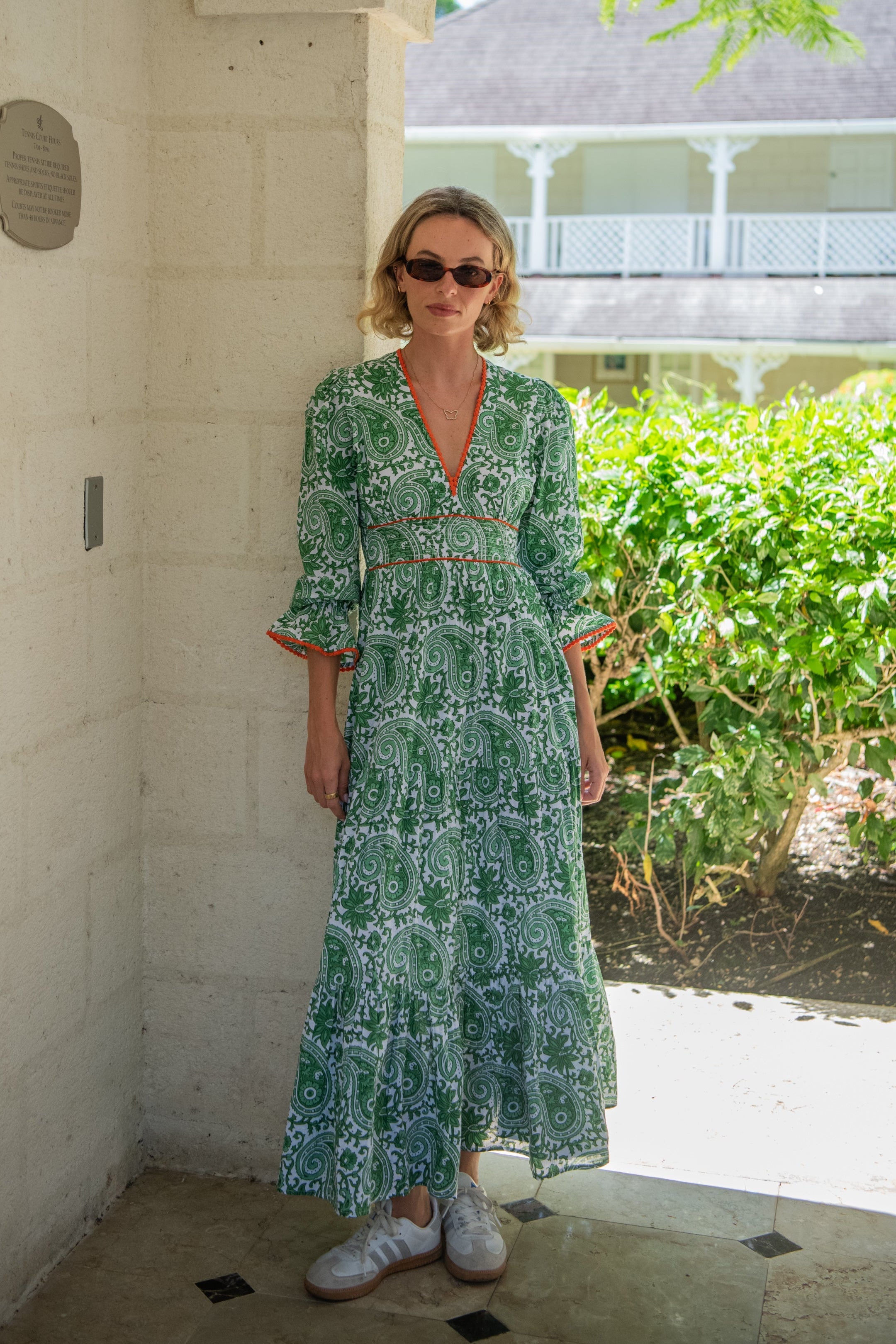 Eliza Dress - Green Paisley