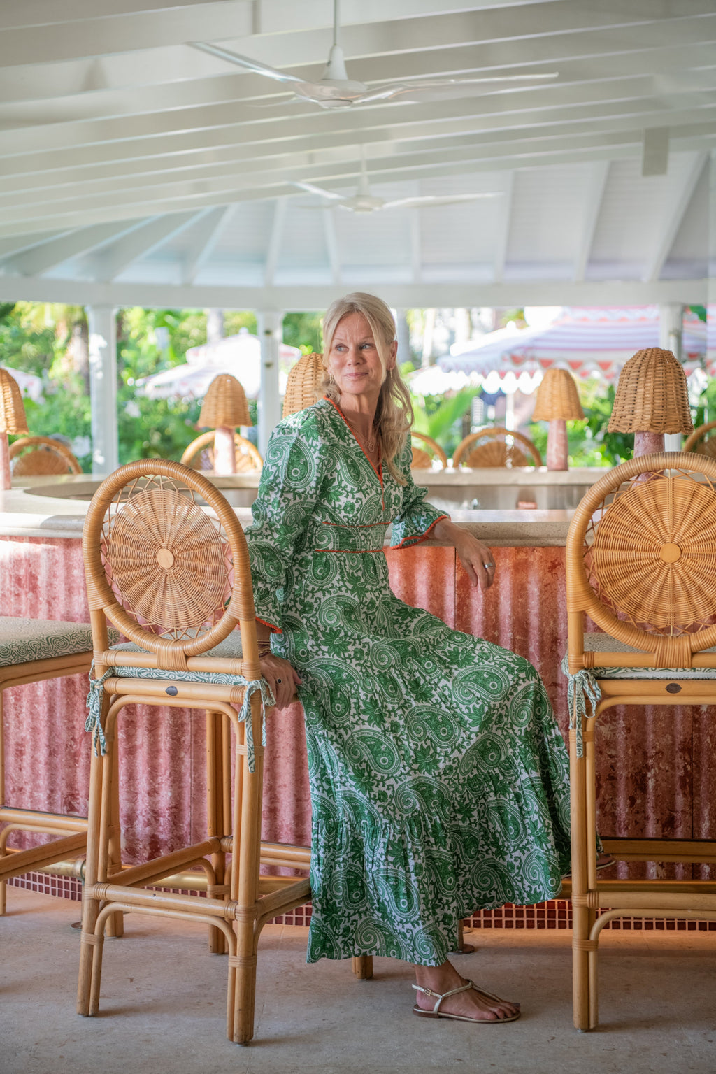 Eliza Dress - Green Paisley