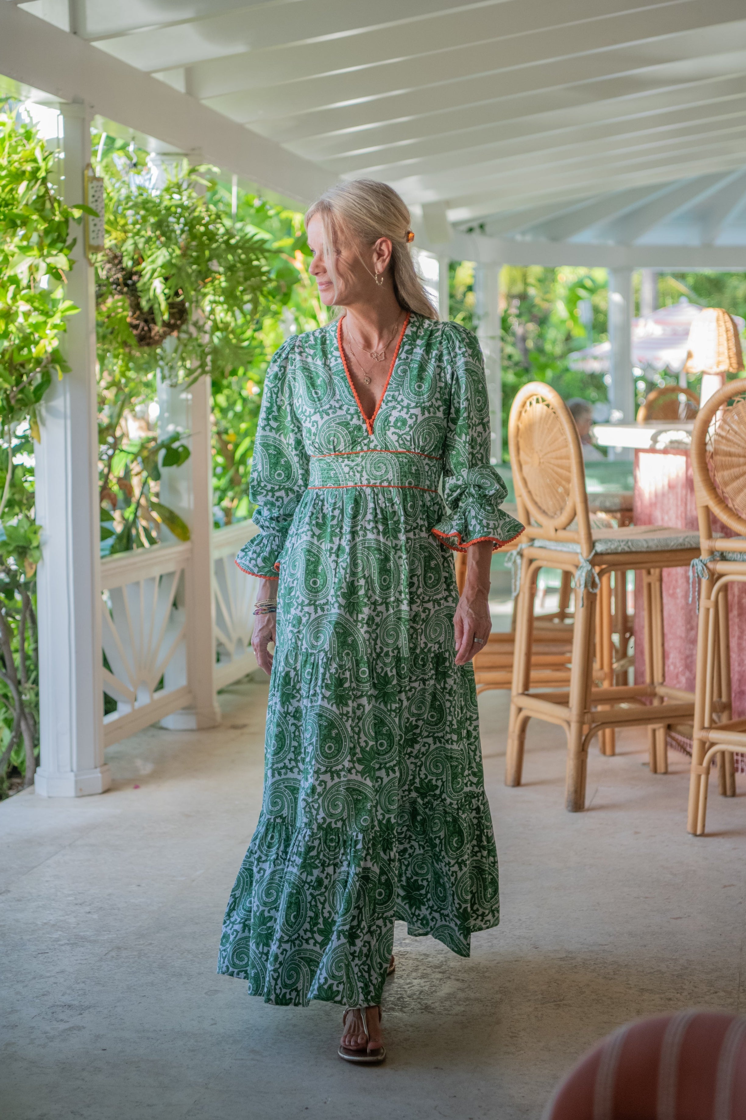 Eliza Dress - Green Paisley