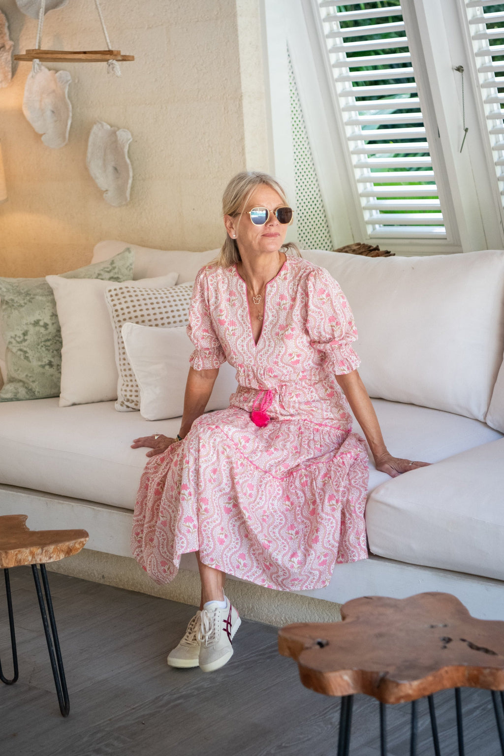 Tara Dress - Pink Trellis