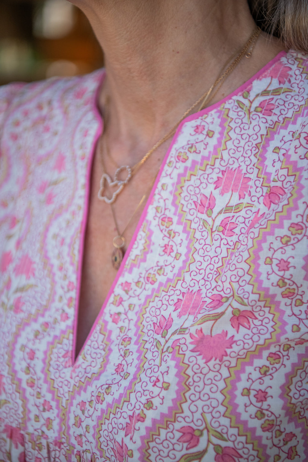 Tara Dress - Pink Trellis