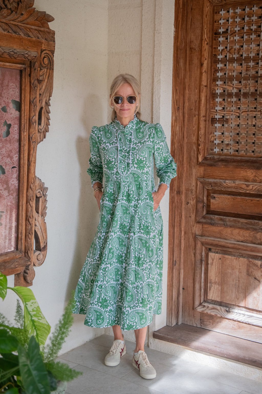 Deborah Dress - Green Paisley