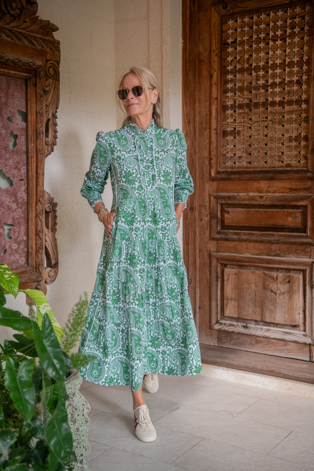 Deborah Dress - Green Paisley