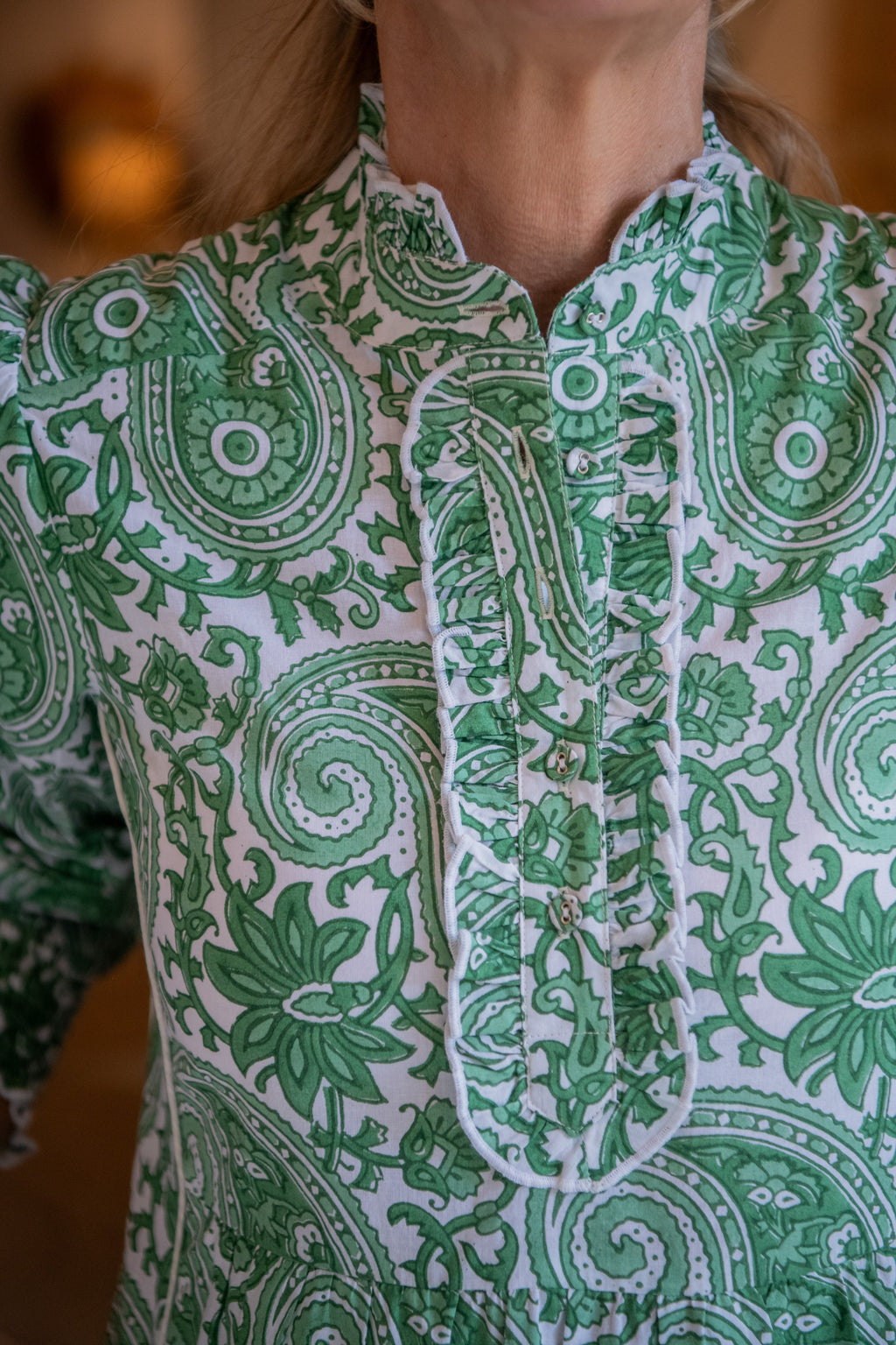 Deborah Dress - Green Paisley