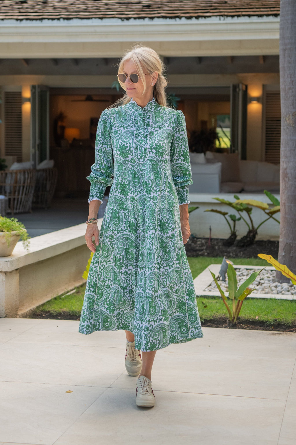Deborah Dress - Green Paisley