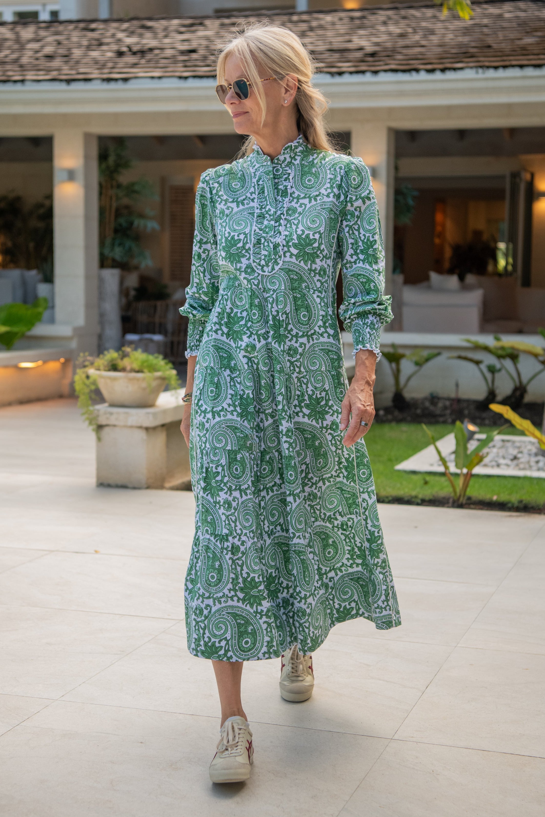 Deborah Dress - Green Paisley