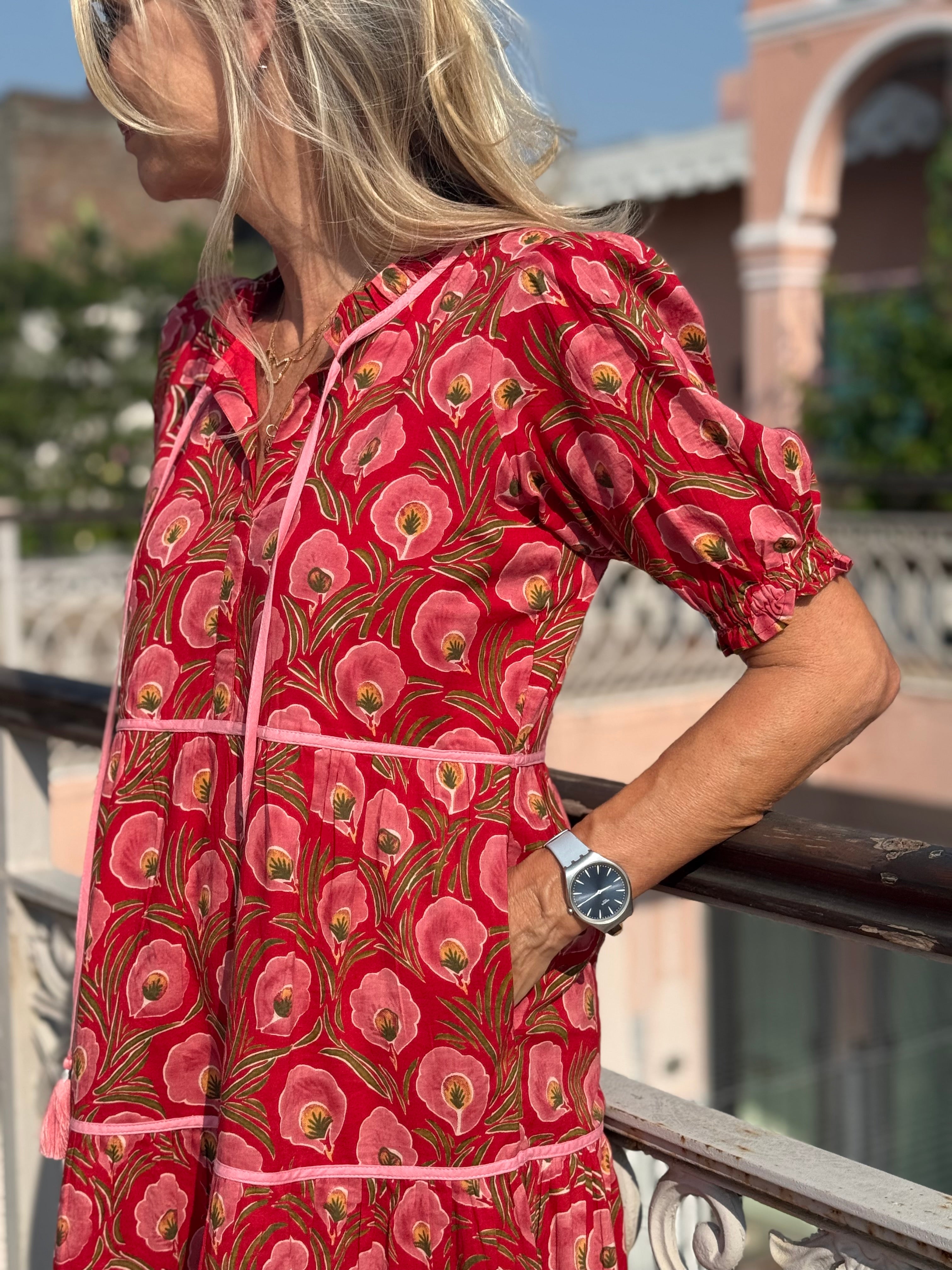 Tasha Dress - Red Daisy