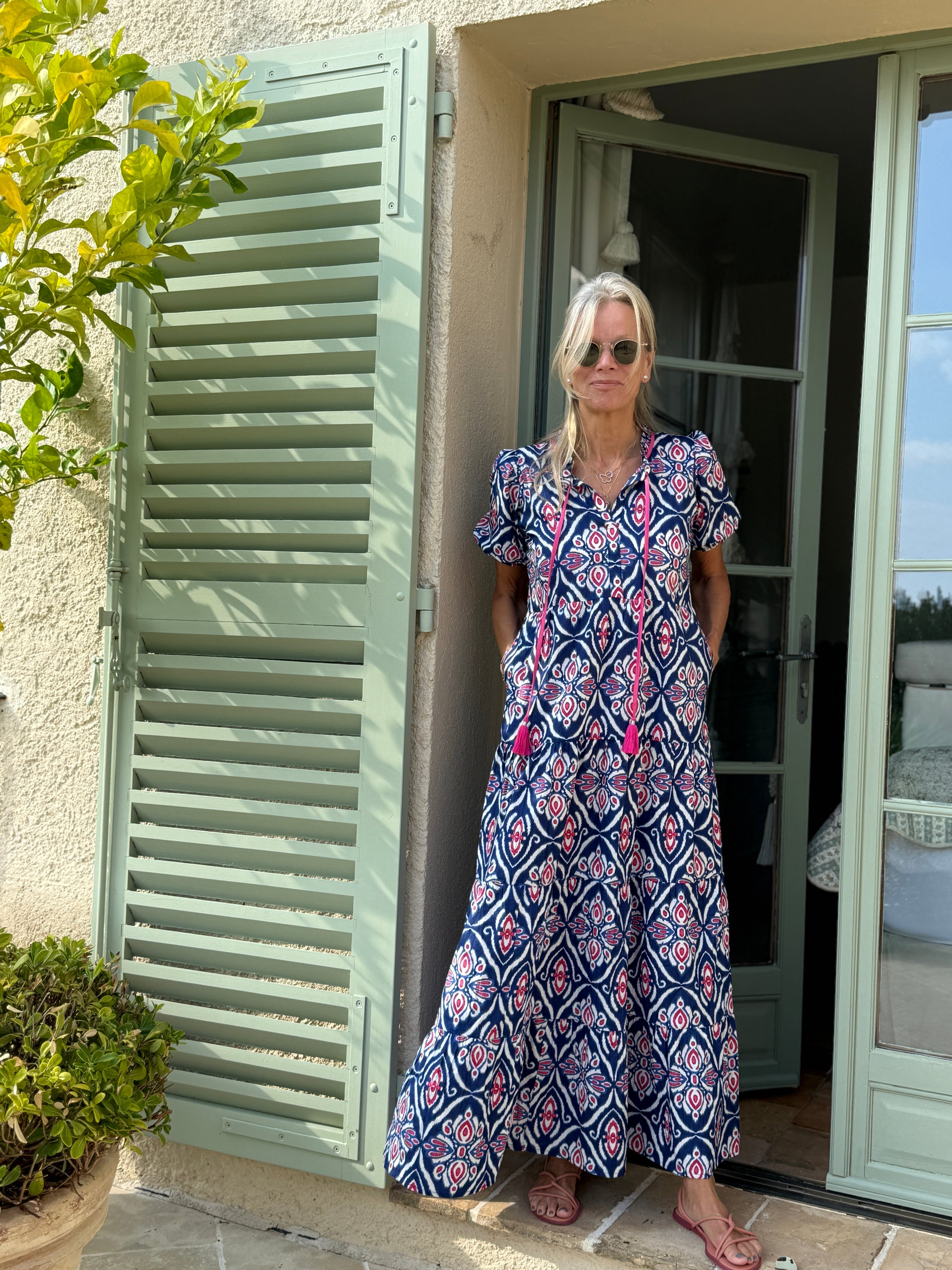 Tasha Dress - Blue Ikat