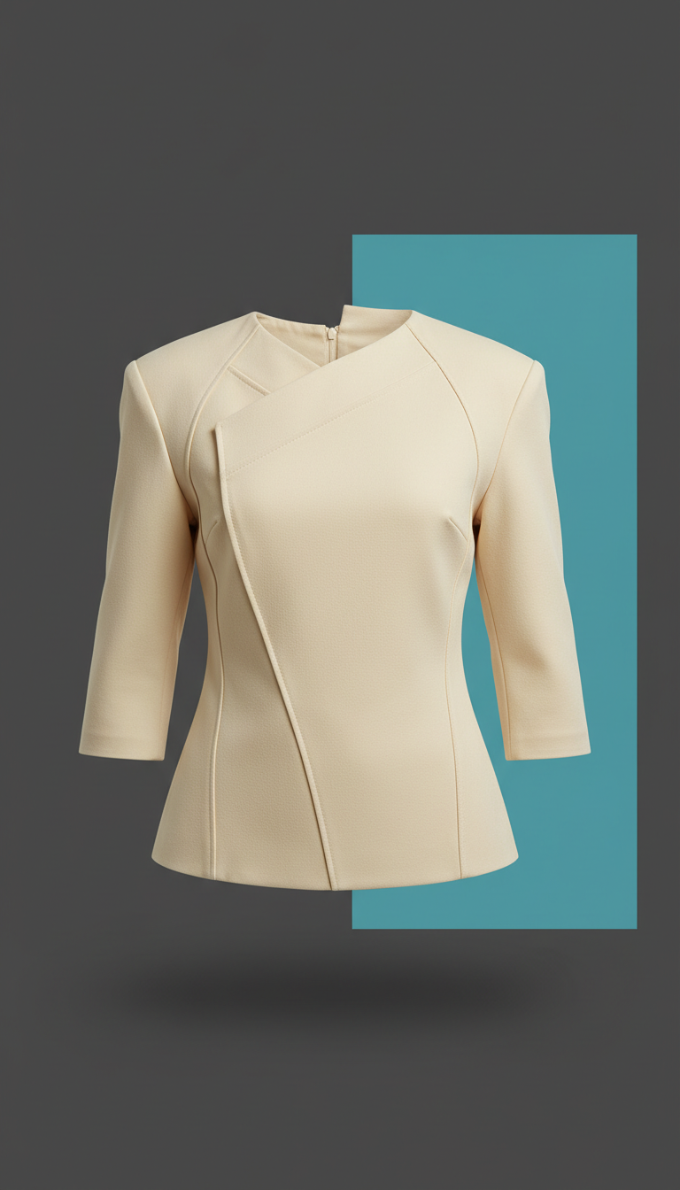 Sculptural blouse in canvas cream